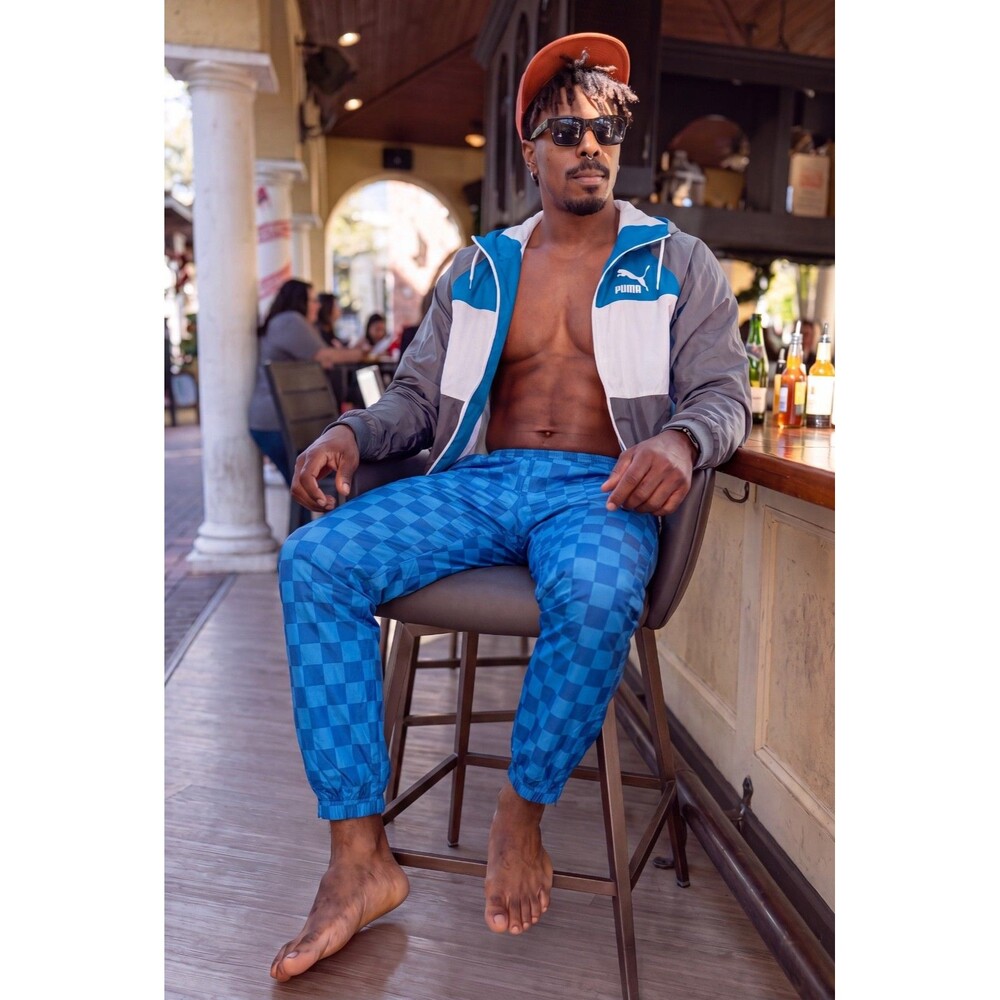 Lacoste Live Vintage Rare Live Nylon Track Pants Shiny Glanz Blue Large